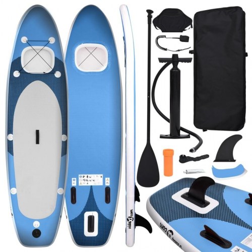 Oppusteligt paddleboardsæt 330 × 76 × 10 cm - havblå SUP med sæde og vindue