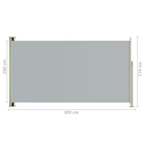 Sammenrullelig sidemarkise til terrassen 170 x 300 cm grå