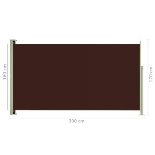 Sammenrullelig sidemarkise til terrassen 170 x 300 cm brun