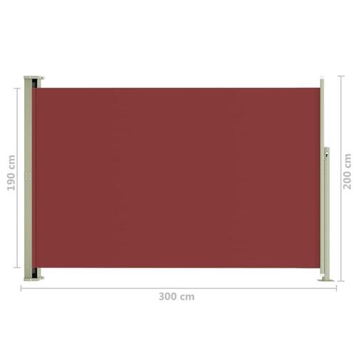 Sammenrullelig sidemarkise til terrassen 200x300 cm rød