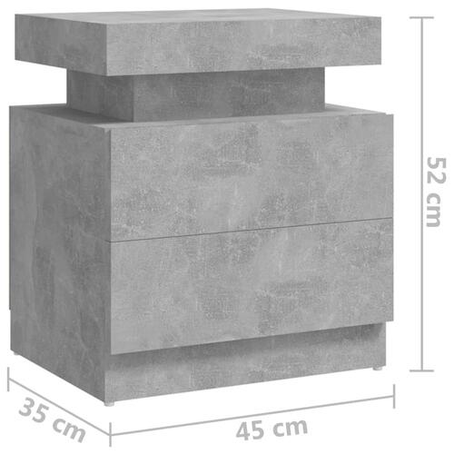 Sengebord 45x35x52 cm spånplade betongrå