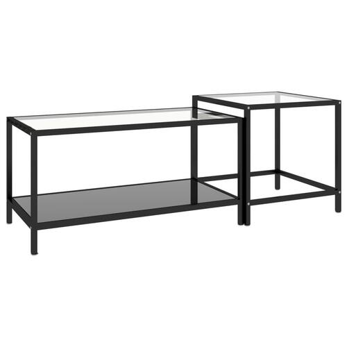 Stueborde 2 stk. hærdet glas sort