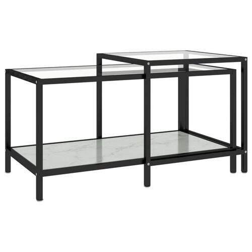 Stueborde 2 stk. hærdet glas hvid