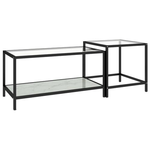 Stueborde 2 stk. hærdet glas hvid
