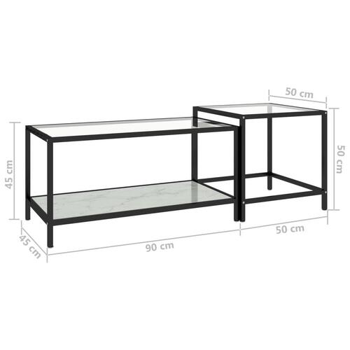 Stueborde 2 stk. hærdet glas hvid