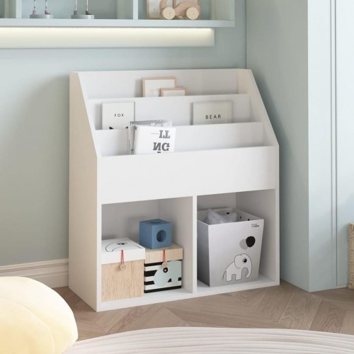 Magasinholder til børn 71x30x78,5 cm spånplade hvid