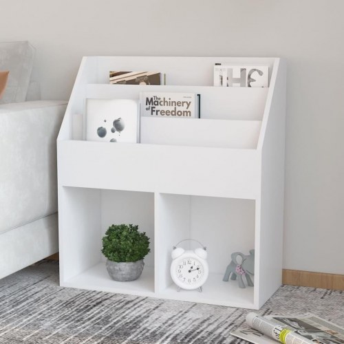 Magasinholder til børn 71x30x78,5 cm spånplade hvid