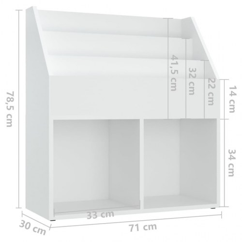 Magasinholder til børn 71x30x78,5 cm spånplade hvid