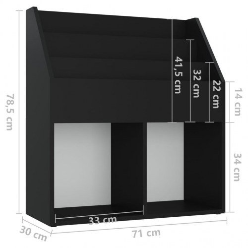 Magasinholder til børn 71x30x78,5 cm spånplade sort