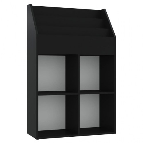 Magasinholder til børn 71x30x114 cm spånplade sort