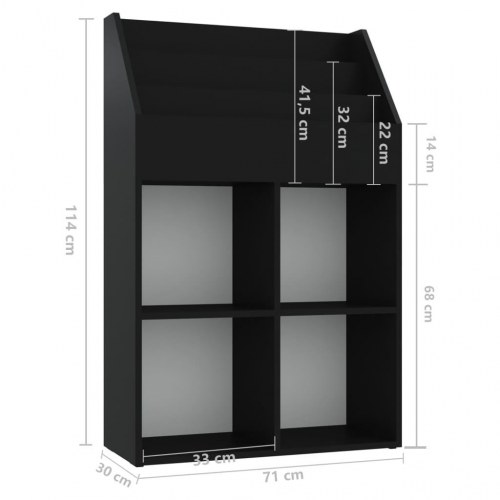 Magasinholder til børn 71x30x114 cm spånplade sort