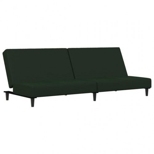 2-personers sovesofa med fodskammel fløjl mørkegrøn