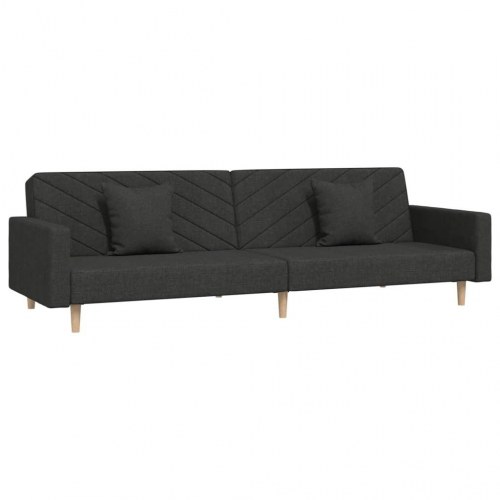 2-personers sovesofa med 2 puder og fodskammel stof sort