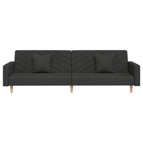 2-personers sovesofa med 2 puder og fodskammel stof sort