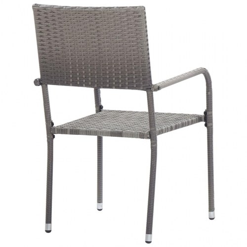 Spisebordssæt til haven 3 dele - polyrattan stole, grå