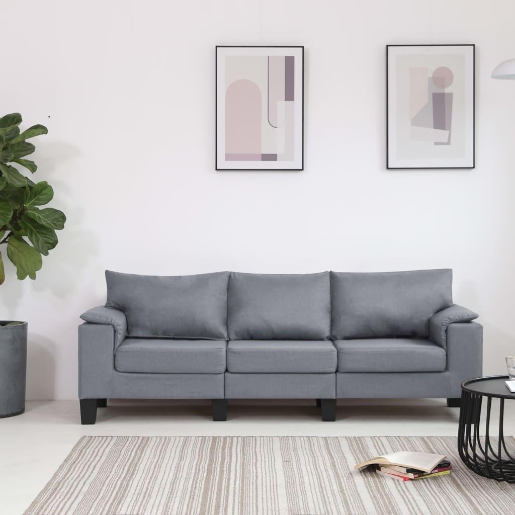 3-personers sofa stof lysegrå