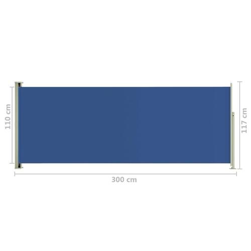Sammenrullelig sidemarkise til terrassen 117x300 cm Blå