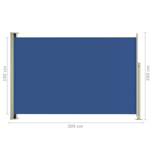 Sammenrullelig sidemarkise til terrassen 200x300 cm blå