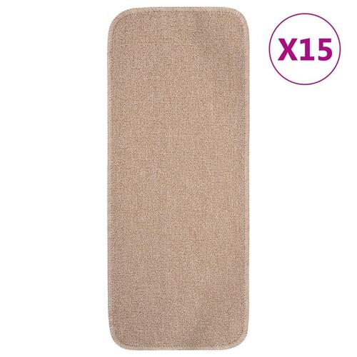 Skridsikre trappemåtter 15 stk. 60x25 cm rektangulær beige