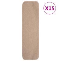 Skridsikre trappemåtter 15 stk. 75x20 cm rektangulær beige