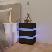 Sengebord med LED 45x35x67 cm konstrueret træ sort