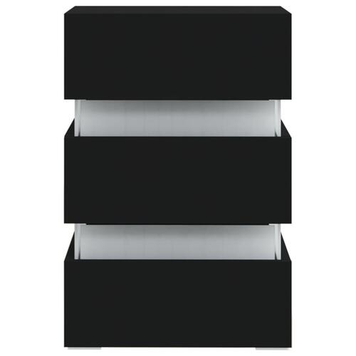 Sengebord med LED 45x35x67 cm konstrueret træ sort