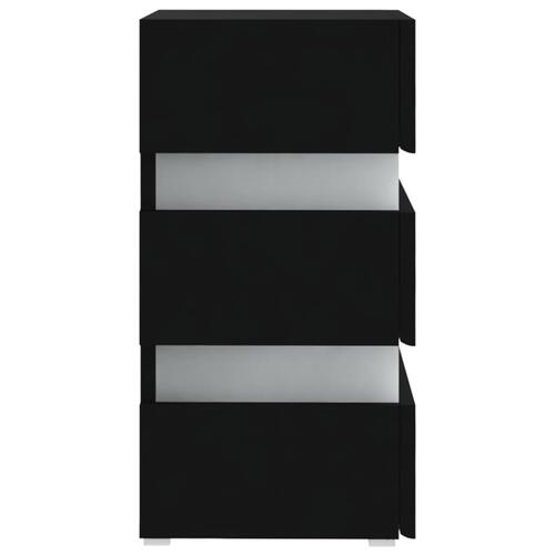 Sengebord med LED 45x35x67 cm konstrueret træ sort