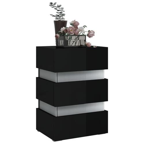 Sengebord 45x35x67 cm konstrueret træ sort højglans