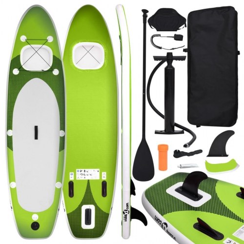 Oppusteligt paddleboardsæt 300 × 76 × 10 cm - grøn