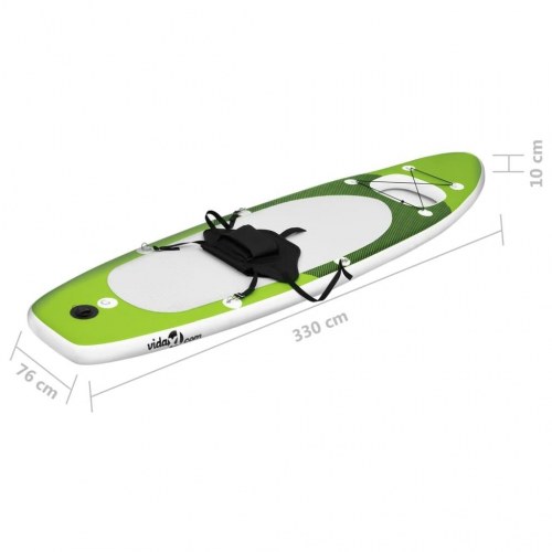 Oppusteligt paddleboardsæt 330 × 76 × 10 cm - grøn med sæde og vindue