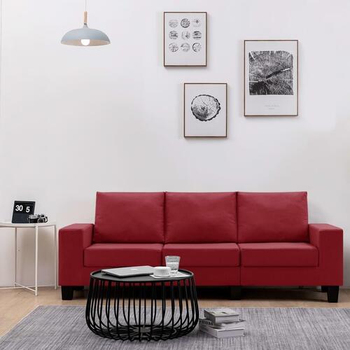 3-personers sofa stof vinrød