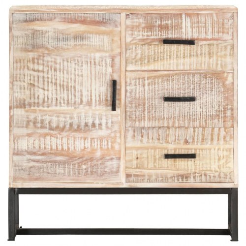 Skænk 73 × 30 × 75 cm i massivt akacietræ - hvid med stålben