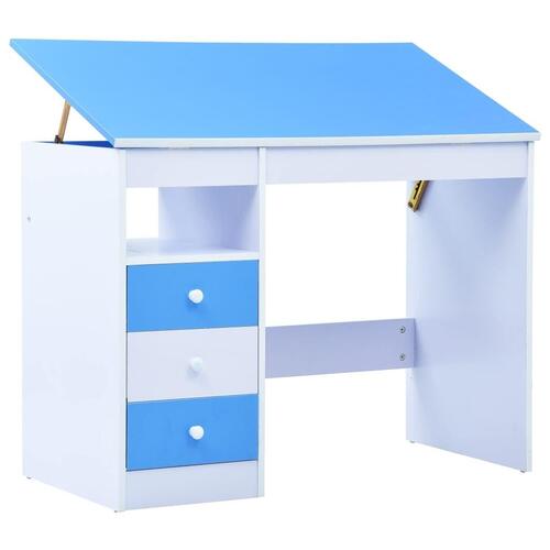 Børneskrivebord vipbart blå og hvid