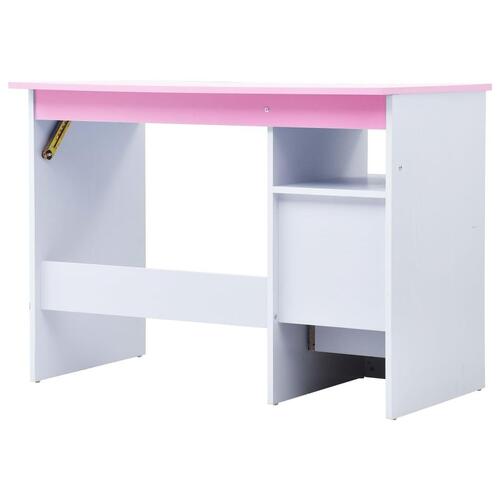 Børneskrivebord vippebart lyserød og hvid