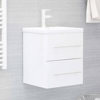 Badeværelsesmøbelsæt med håndvask spånplade hvid højglans