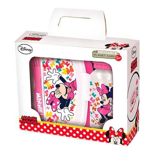Sæt med spiseting til børn Minnie Mouse Lucky 21 x 18 x 7 cm Pink