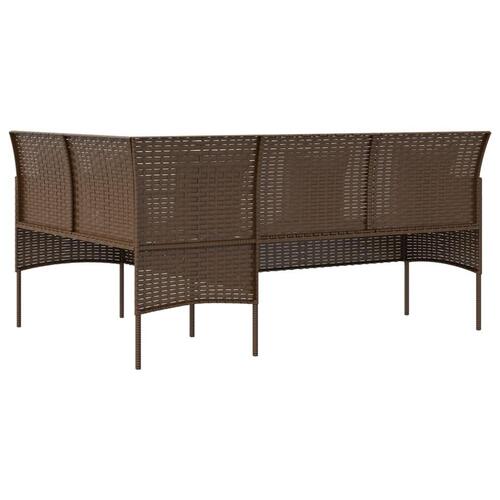 L-formet sofa med hynder polyrattan brun