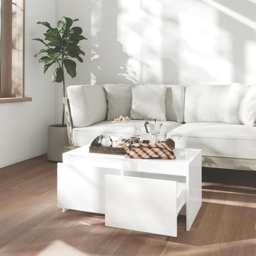 Sofabord 90x50x41,5 cm konstrueret træ hvid højglans