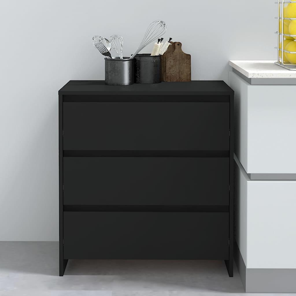 Skænk 70×41×75 cm i konstrueret træ - sort med 3 skuffer