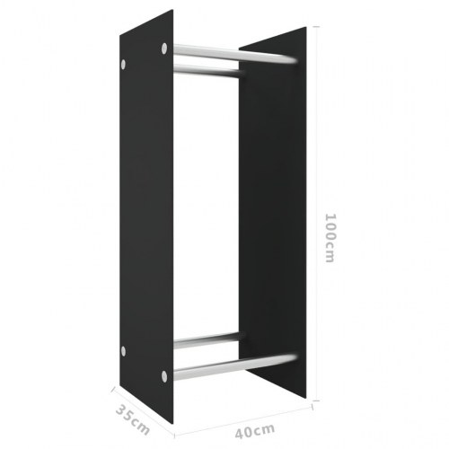 Brændestativ 40 × 35 × 100 cm i hærdet glas - sort
