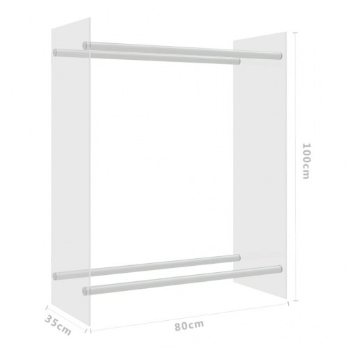 Brændestativ 80×35×100 cm i hærdet glas - transparent