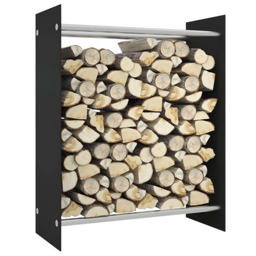 Brændestativ 80x35x100 cm hærdet glas sort