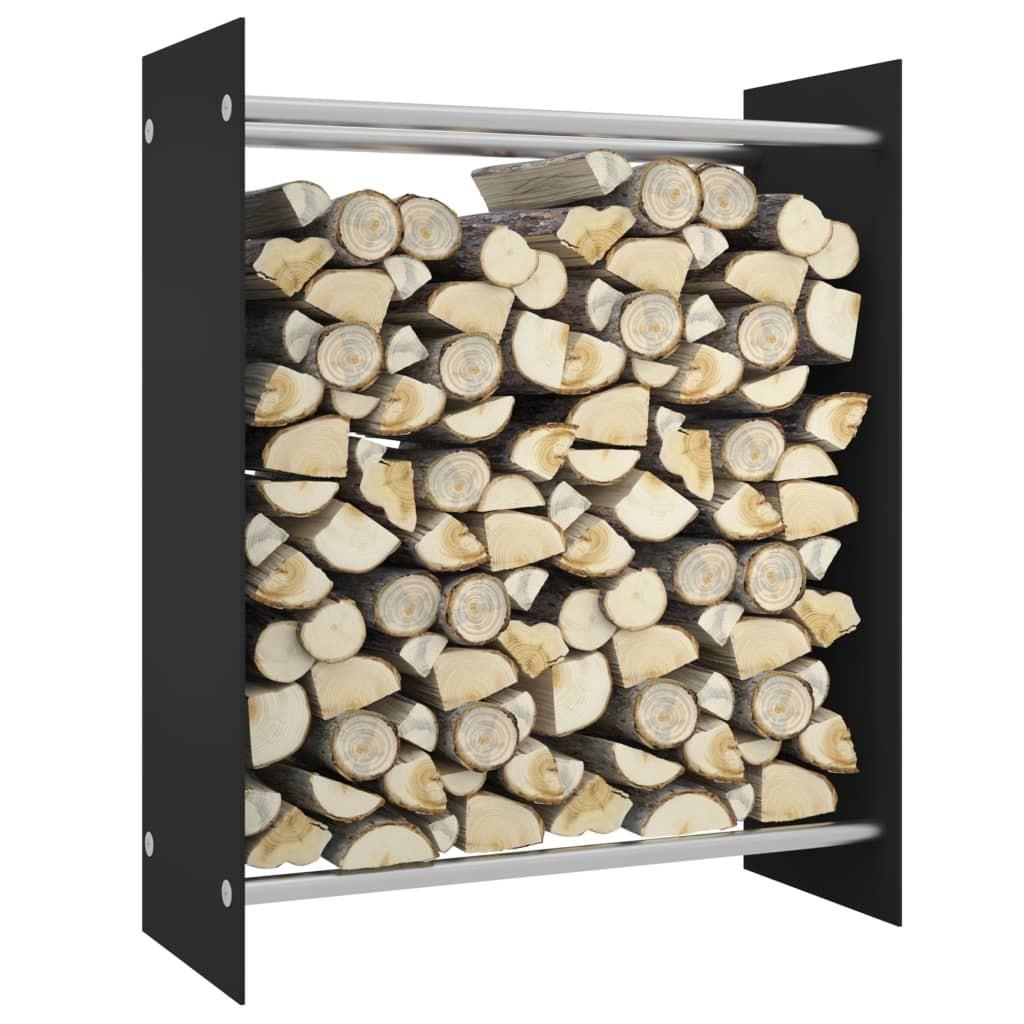 Brændestativ 80x35x100 cm hærdet glas sort