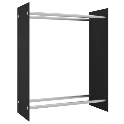 Brændestativ 80x35x100 cm hærdet glas sort