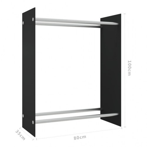 Brændestativ 80x35x100 cm hærdet glas sort