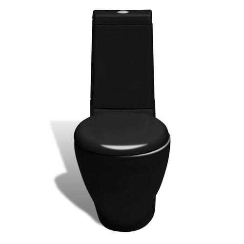 Keramisk toilet med rund bund afløb i bunden sort
