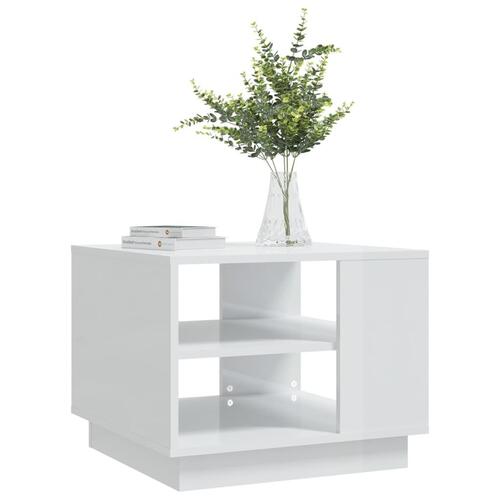 Sofabord 55x55x43 cm spånplade hvid højglans