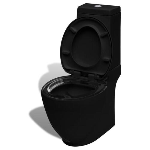Keramisk toilet med rund bund afløb i bunden sort