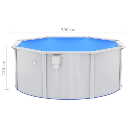 Swimmingpool med stålvæg 300x120 cm hvid