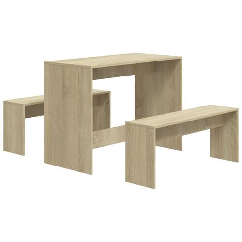 Spisebordssæt 3 dele konstrueret træ sonoma-eg